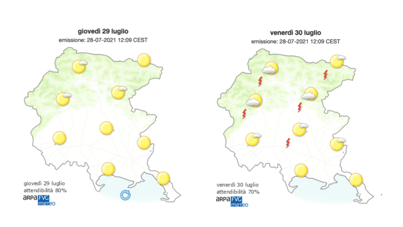 Immagine per Meteo, torna sole e caldo afoso sul Goriziano, domenica di fresco 